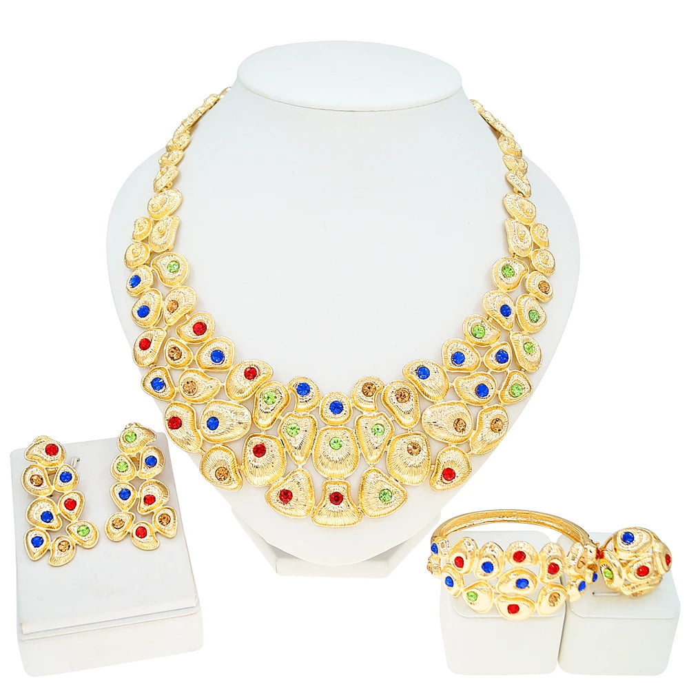 Zhuerrui Italiano Gold Designs Women Jewellery Set Party Fine Costume Jewelry Set Luxury Big Necklace Jewellery Sets I008020