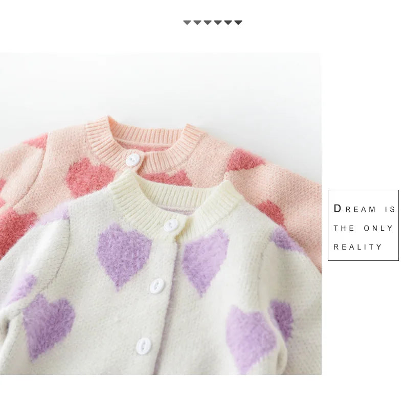 MILANCEL baby girl clothes baby knit clothing set heart bodysuit baby sweaters 2 pcs baby suit  soft newborn clothes