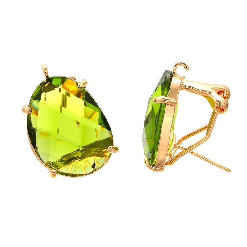 ZHUKOU 16x22mm high quality crystal cobblestone stud earrings for women earrings model:VE66