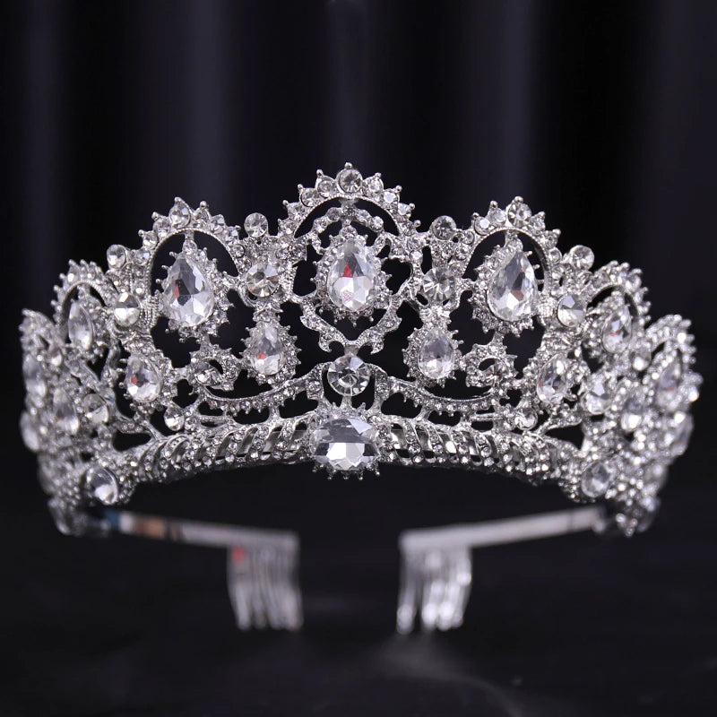Bridal Wedding Hair Accessories Silver Crystal Hair crown alloy diamond crown women's fashion high-end atmospheric headdress