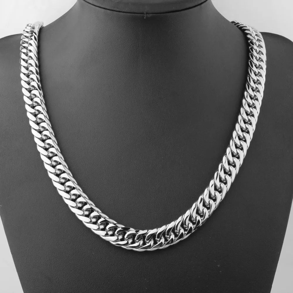 9/11/13/16/19/21mm Heavy Polished Stainless Steel Necklace Men Curb Cuban Link Chain Necklace Or Bracelet Choker Jewelry 7-40"