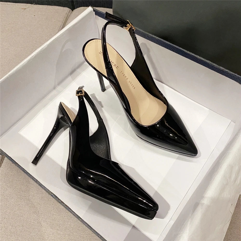 Slingback Zapatos Tacon Mujer Smooth Leather Strange Designer Elegant Heel Women's Pumps