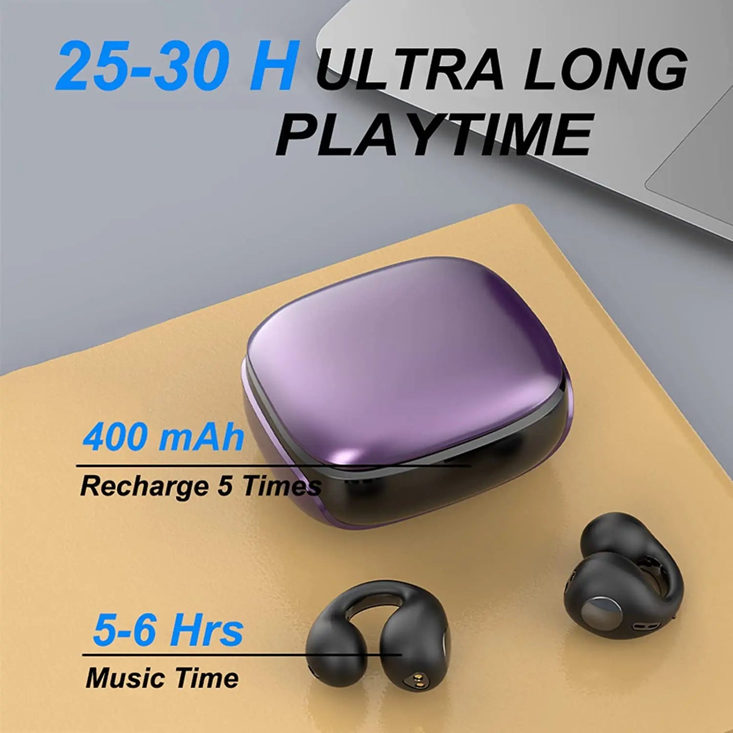New Arrival Exquisite Sports Ear Hook Bone Conduction Headset Long Endurance Smart Touch Earbuds Digital Display for Running