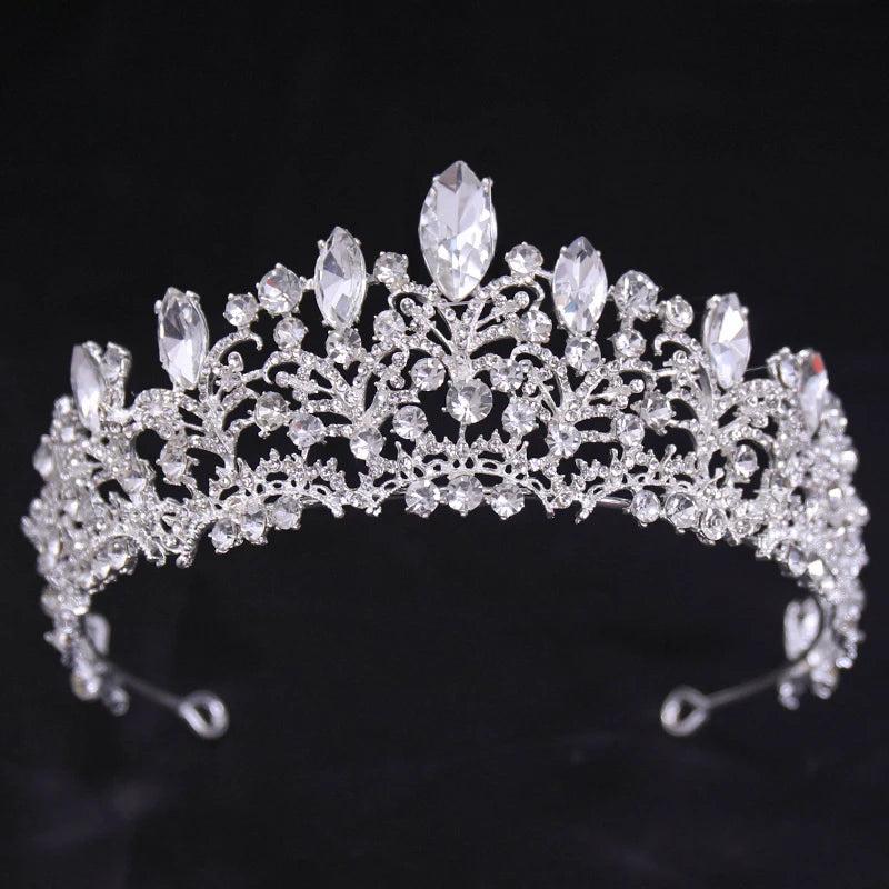 Bridal Wedding Hair Accessories Silver Crystal Hair crown alloy diamond crown women's fashion high-end atmospheric headdress