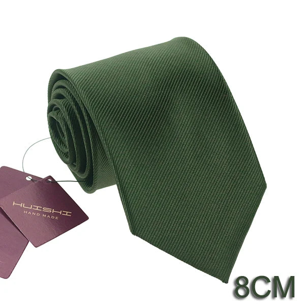 HUISHI 8CM Men's Solid Dark Blue Color Neck Tie 6cm Waterproof Jacquard Necktie Daily Wear Cravat Wedding Party For Men