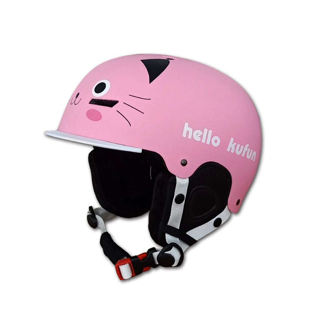 KUFUN Ski Helmet Earmuffs Winter Snow Sports Snowboard Skateboard Skating Cute Animal Lady Men Adult Kids Winter Safety Children