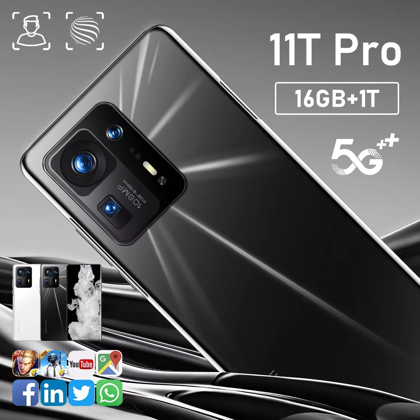 11T PRO 5G mobile phone 16G 1T memory 7.3 inch dual SIM card Android smartphone global version mobile phone 5G mobile phone