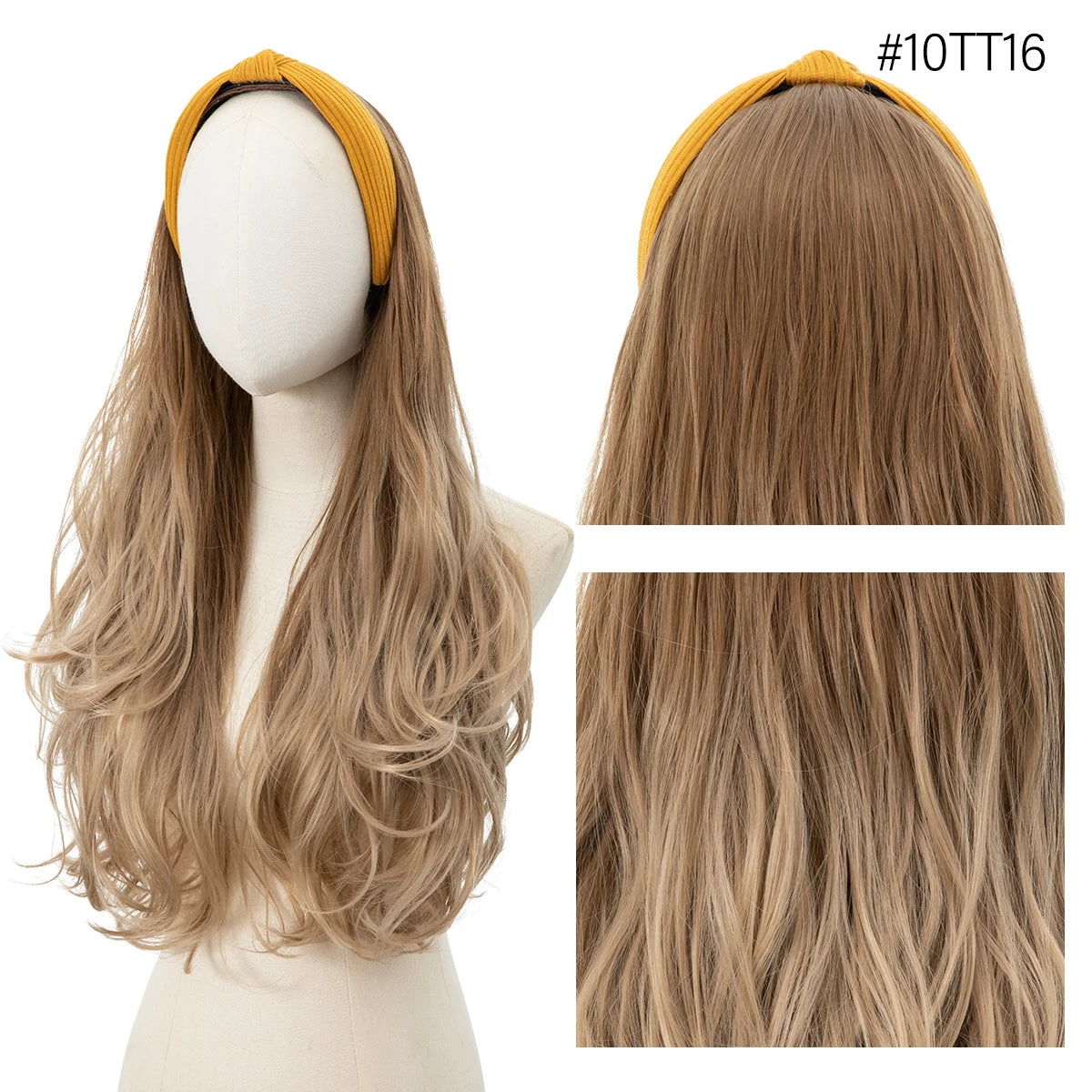 Synthetic Headband wigs Long Curly Wavy Hair Extensions Ombre Brown Black Blonde Half Wig For Women Daily Cosplay