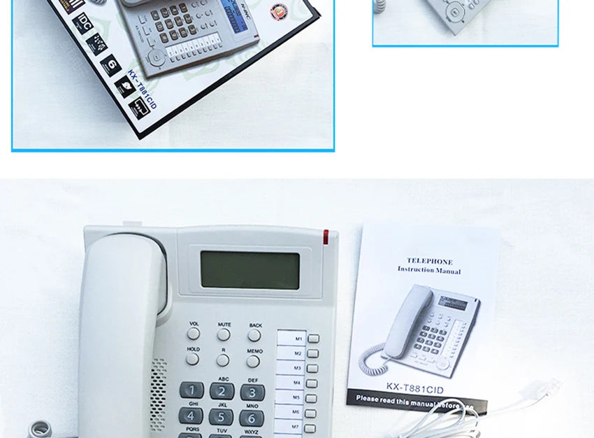 Desktop Corded Telephone, Wired Landline Phone for Home/Hotel/Office, Handsfree, with Blue Backlit, Caller ID, in English