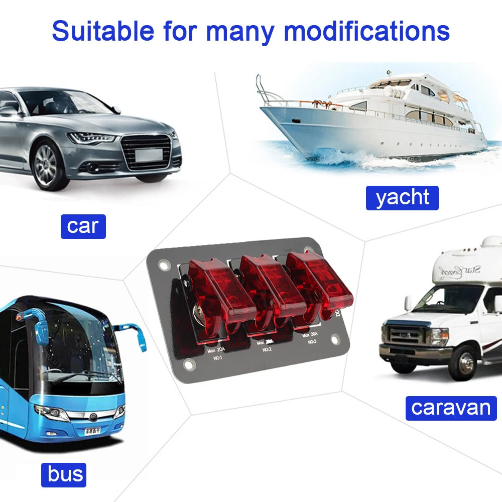 24V 12V Rocker Switch Panel Racing Car Start Button Ignition Starter Light Toggle 20A Fuse Accessories For Boat Truck Trailer RV