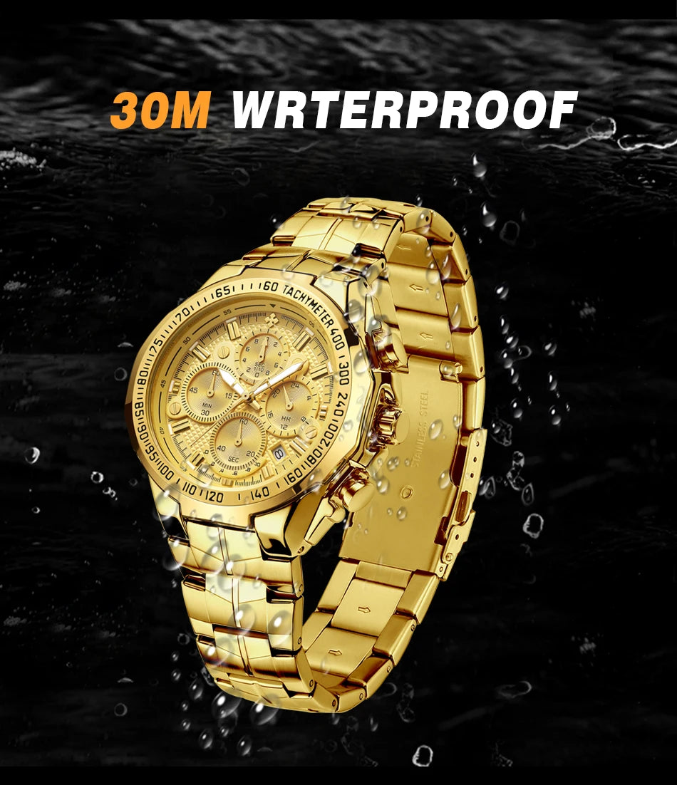 Relogio Masculino WWOOR Mens Watches 2024 Top Brand Luxury Wrist Watches For Men Gold Big Golden Male Chronograph Wristwatch Man