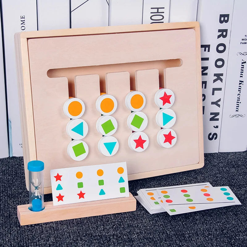 Wooden Math Educational Connect Four Color Line up Classic Double Sided Matching Game Logical Reasoning Training Montessori Toys