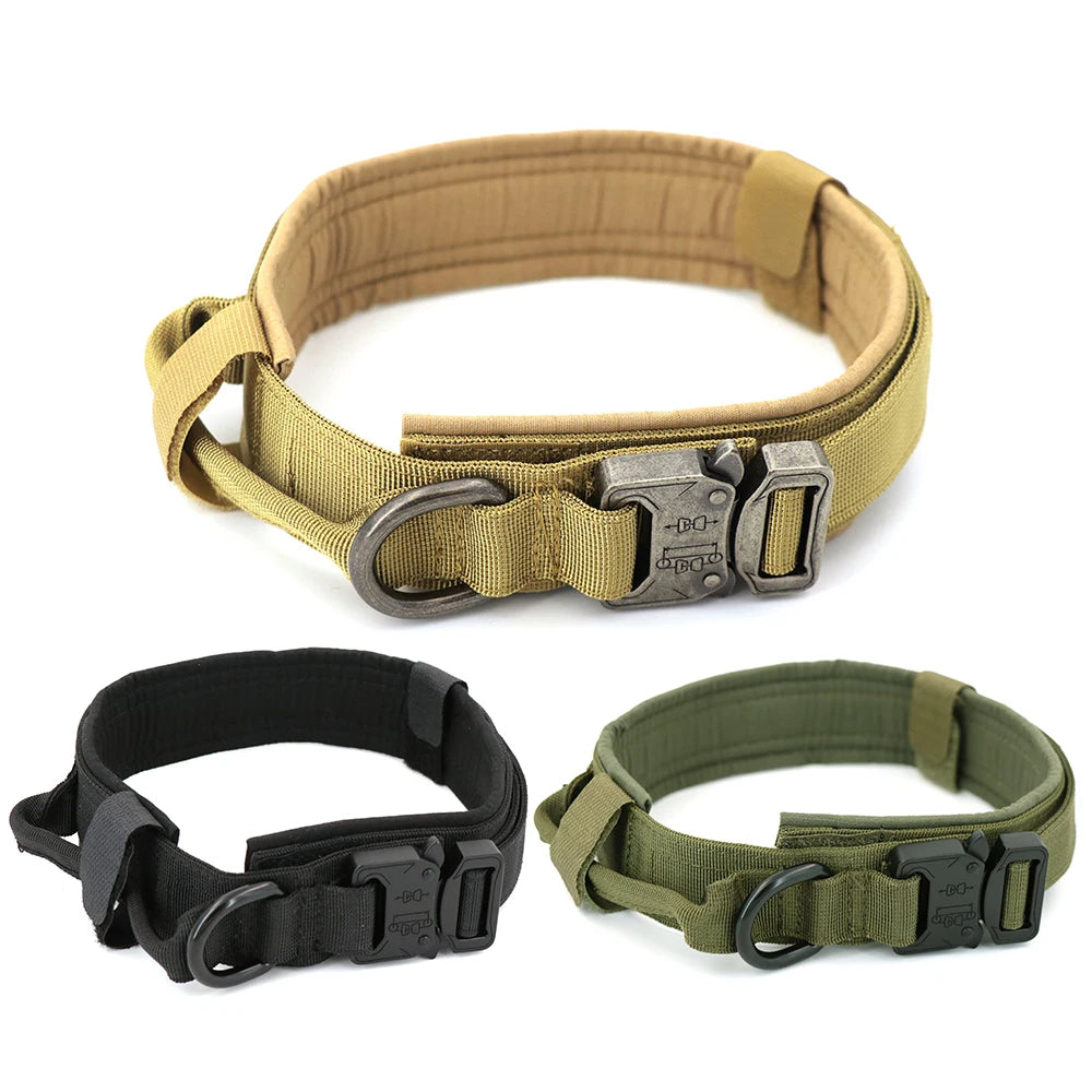Pet Products Outdoor Tactical Dog Collar Metal Buckle Breathability Nylon Collar Medium and Large Dog Training Neck Collar Dog