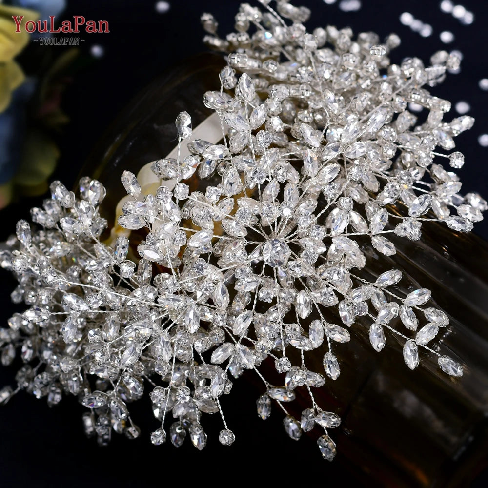 YouLaPan Bridal Hair Accessories Wedding Headband Rhinestone Headdress Bride Tiara Prom Wedding Hair Jewelry Queen Crown HP431