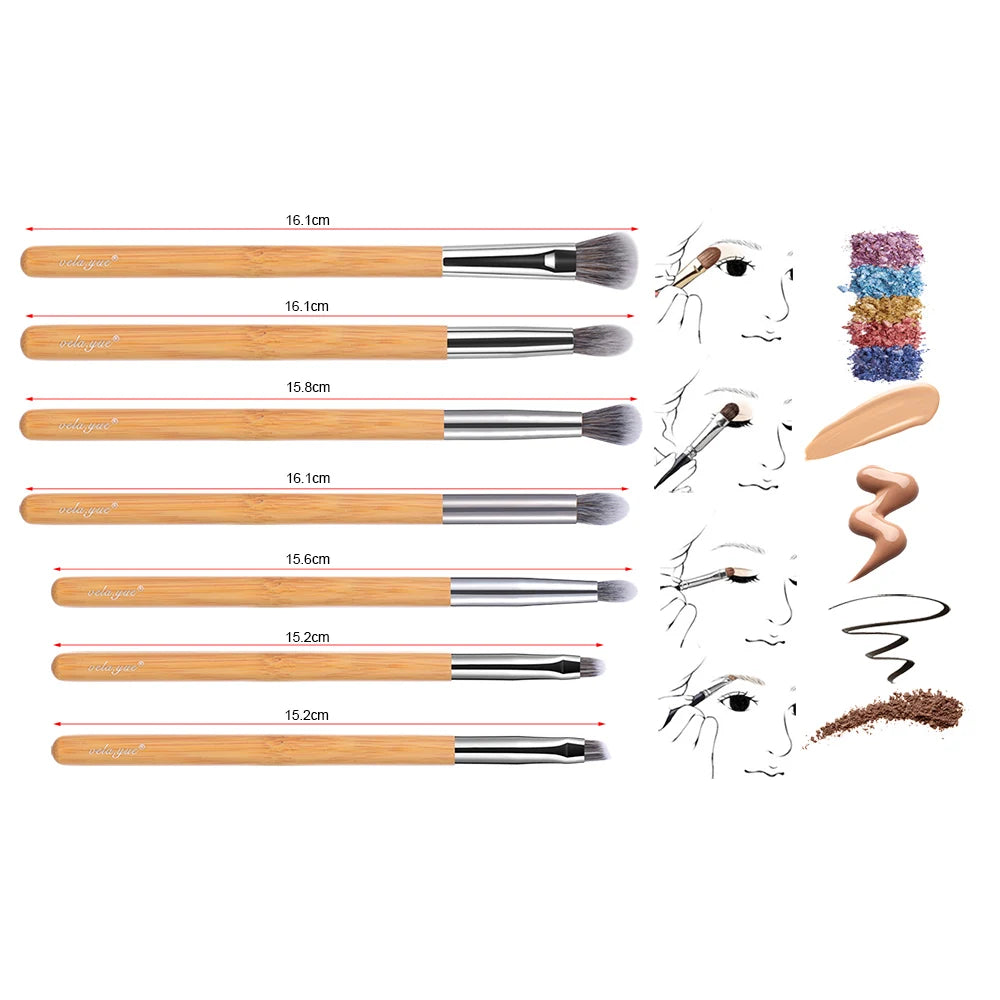 Vela.Yue Premium Makeup Brush Set 7pcs Eyes Shadow Smudge Blending Contour Eyeliner Eyebrow Makeup Applicator Tools Kit