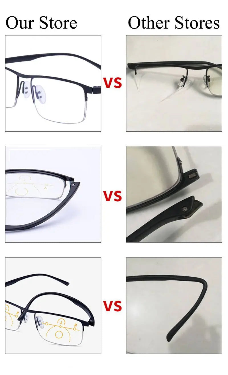 IENJOY Intelligent Multifocal Progressive Reading Glasses Half Frame Dual-use Anti-Blue Light  Automatic Adjustment Eyewear