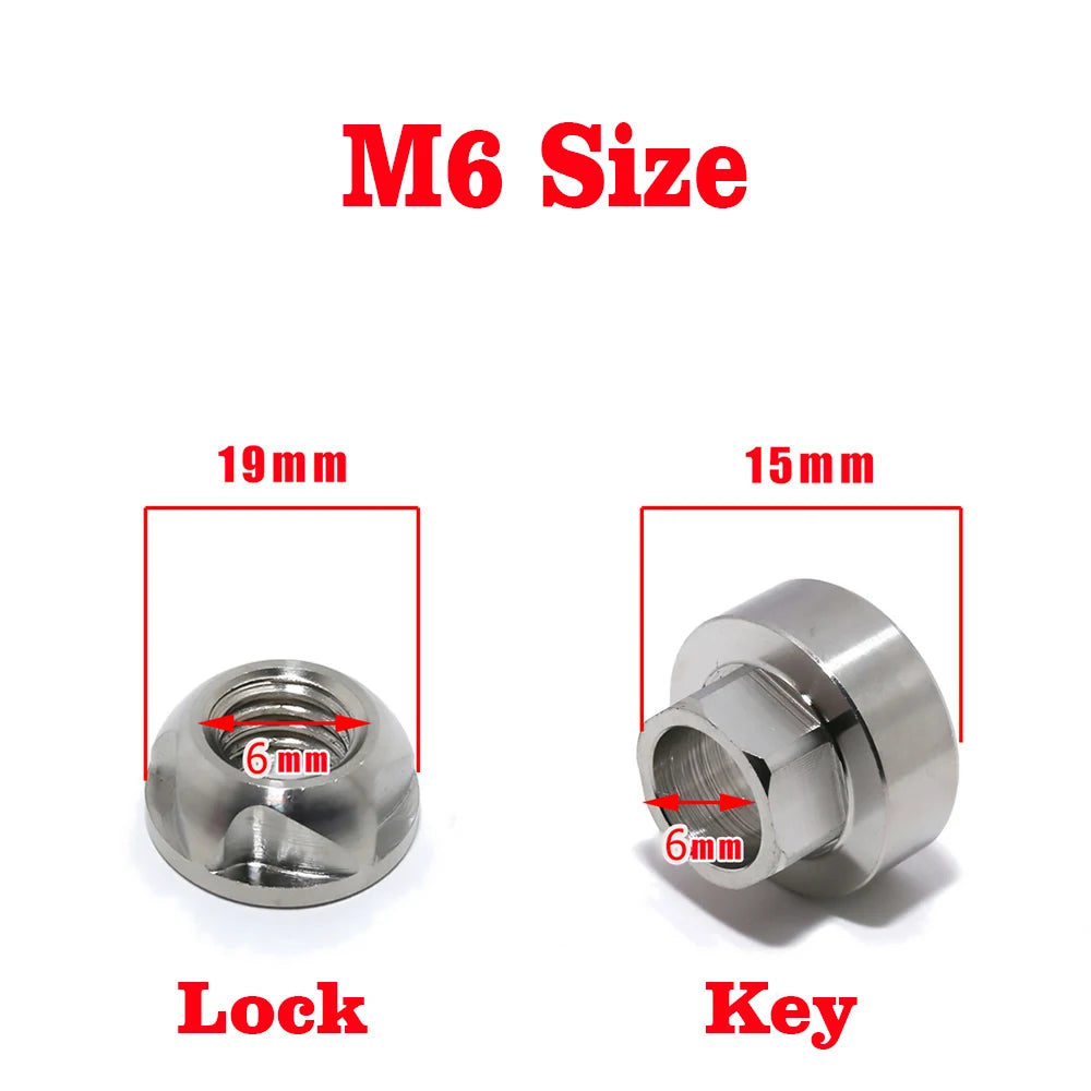 Security protection Anti Theft Nuts M6 M8 M10 M12 Nuts 304Stainless Steel Mountain Bike Awning Car Accessories LED Light