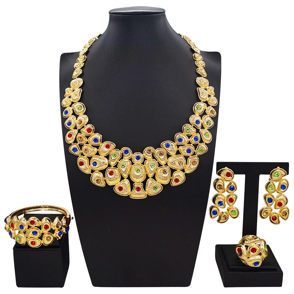 Zhuerrui Italiano Gold Designs Women Jewellery Set Party Fine Costume Jewelry Set Luxury Big Necklace Jewellery Sets I008020