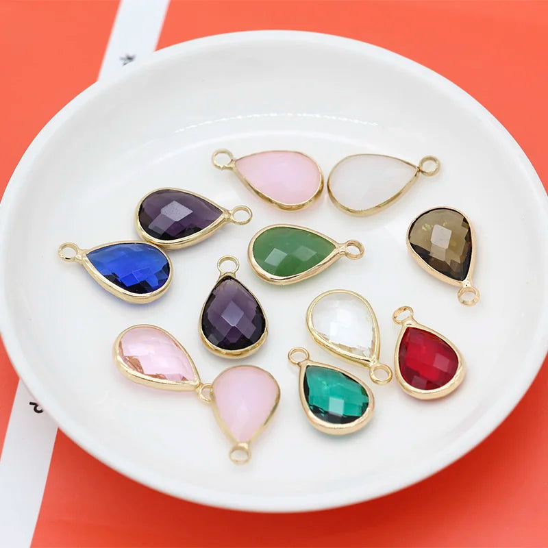 12p teardrop Metal Crystal beads glass Charm Pendant Earring Connector DIY Jewelry Making Necklace Bracelets Earring Accessories