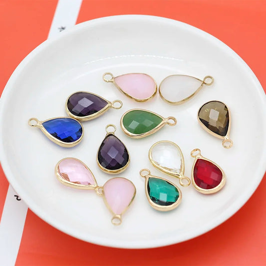 12p teardrop Metal Crystal beads glass Charm Pendant Earring Connector DIY Jewelry Making Necklace Bracelets Earring Accessories