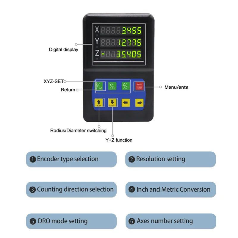 Dro 2 3 Axis Digital Readout System Magnetic Scale Encoder Small Size Level Measuring Instruments for Manual Lathe Milling