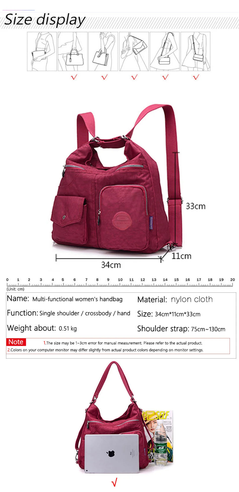 Luxury Handbags Women Bags Designer Waterproof Bylon Cloth Crossbody Bags for Women 2026 Large Capacity Lady Shoulder Bag Tote