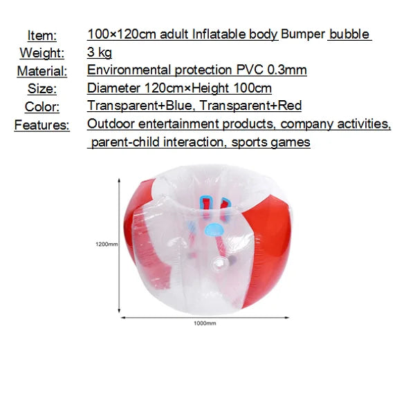 Zorb Balls Bubbles for Adults and Children, Body Bumper Balls, Sports Games, Fitness Balls, Parent-Child, Fighting Balls, 120cm