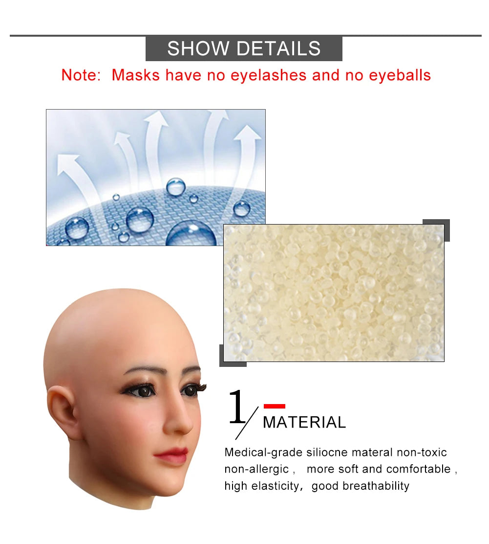 Dokier Crossdressing Soft Silicone Cosplay Costume Masks Props for Crossdresser Transvestite Halloween Cosplay Male to Female