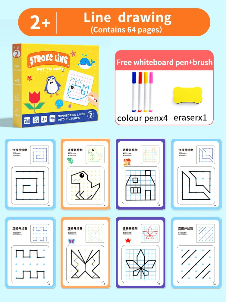 Tracing Trails Workbook for Kids Handwriting Activity Kit With Tracing Dry Erase Activity Boards and Crayon