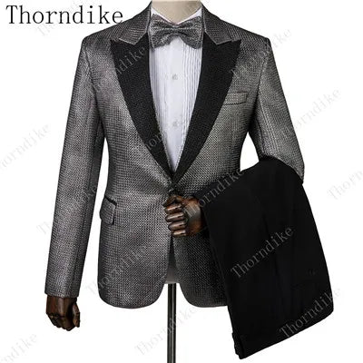 2023 Blazer+Pants+Vest Suits Male Casual Slim Blazer Coat Suit New Man Fashion Green Jacquard Eye-catching High Quality Party