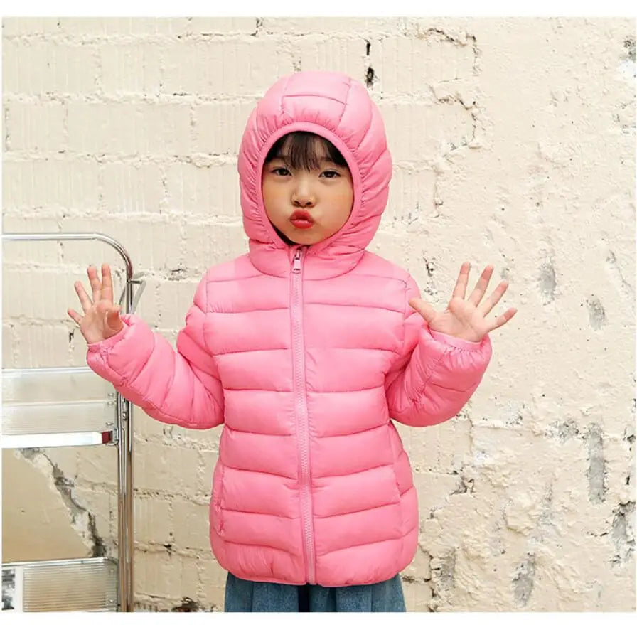 Girls Light Down Cotton Jacket Baby Boys Snowsuit Jackets Autumn Children Clothing 2-8 Years Fashion Kids Hooded Outerwear Coats