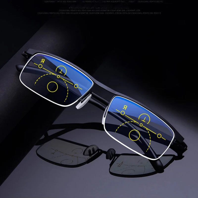 Intelligent zoom for both men and women anti-blue light reading glasses, progressive multi-focus dual use reading glasses