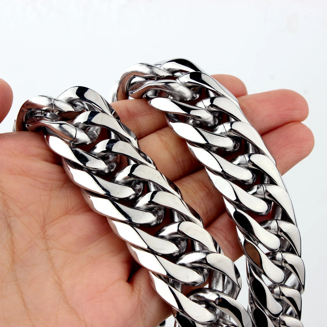 9/11/13/16/19/21mm Heavy Polished Stainless Steel Necklace Men Curb Cuban Link Chain Necklace Or Bracelet Choker Jewelry 7-40"