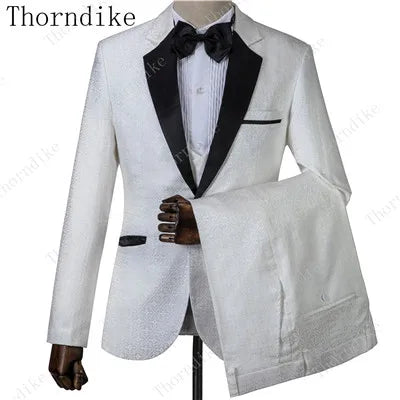 2023 Blazer+Pants+Vest Suits Male Casual Slim Blazer Coat Suit New Man Fashion Green Jacquard Eye-catching High Quality Party