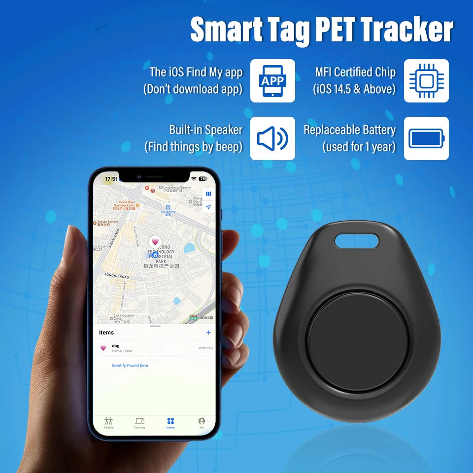 IOS MFi Certified Smart GPS Tracker Locator for Pets Patients Air Locator Wallet Luggage Bluetooth Mini Tracker GPS