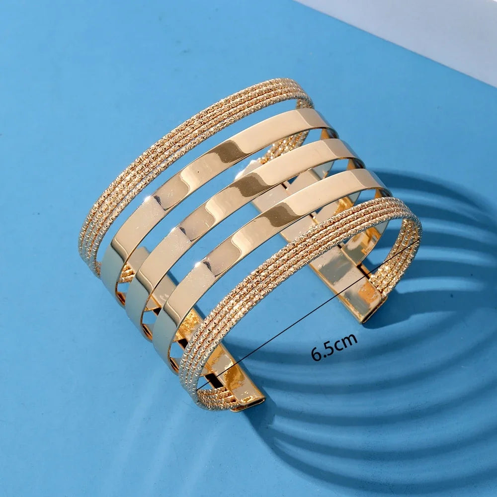 Ladies Women Fashion Jewelry Gold Expandable Inspired Designer Bangle Stackable Cable Wire Open Cuff Bangle Bracelet Set