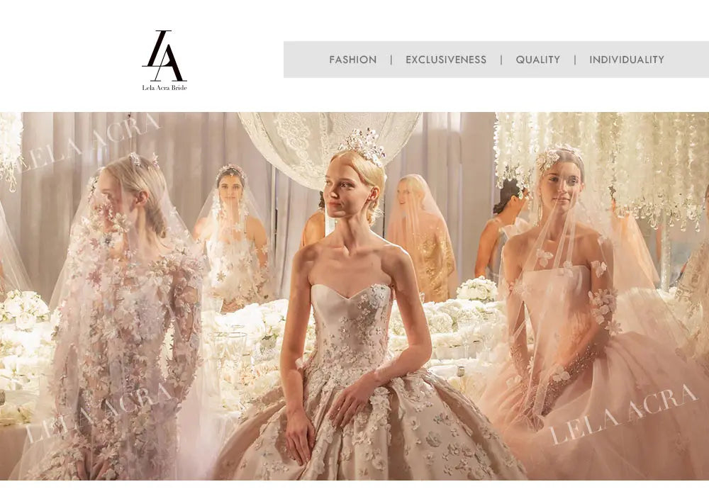 LelaAcra 3D Flowers Wedding Dress 2026 Long Sleeve Sweetheart Luxury Ball Gown Princess Bride SM161 Plus Size Vestido de Noiva