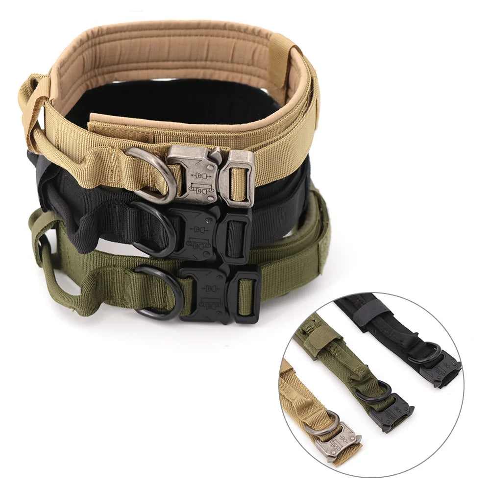 Pet Products Outdoor Tactical Dog Collar Metal Buckle Breathability Nylon Collar Medium and Large Dog Training Neck Collar Dog