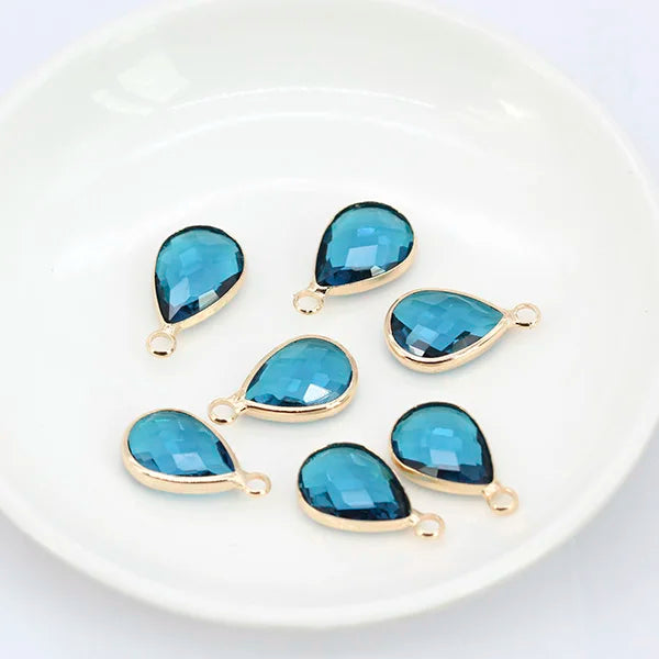 12p teardrop Metal Crystal beads glass Charm Pendant Earring Connector DIY Jewelry Making Necklace Bracelets Earring Accessories