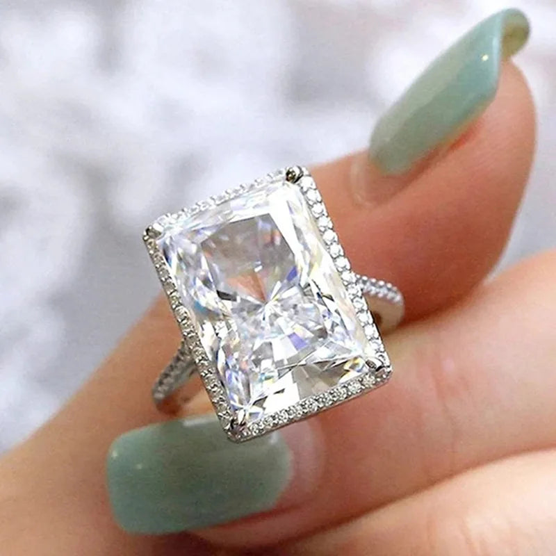 FCJ Simple Fashionable Gold Plated Children's Gemstone Ring Trendy Oval Cut Rectangular Eye-catching Design 18K Inlay