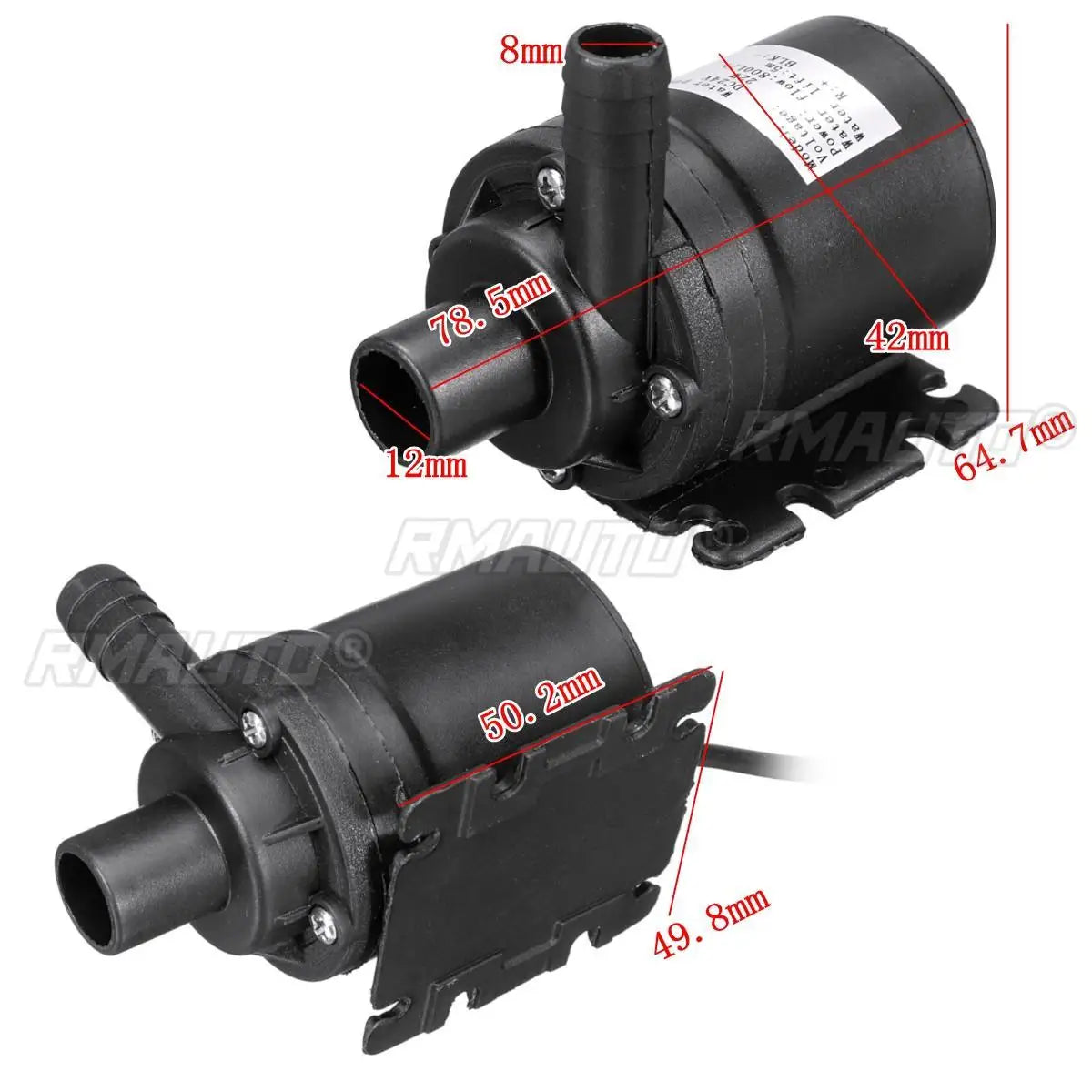 DC 12V/24V Circulation Water Pump 5M 800L/H Submersible Solar Brushless Motor for Cooling System Fountains Heater