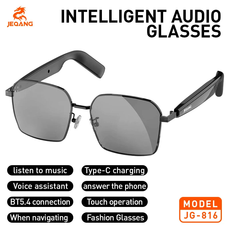 Jeqang JG-816 Fashionable BT Sunglasses Smart Glasses with HD Sound Voice Control Sun Protection & Call Answering
