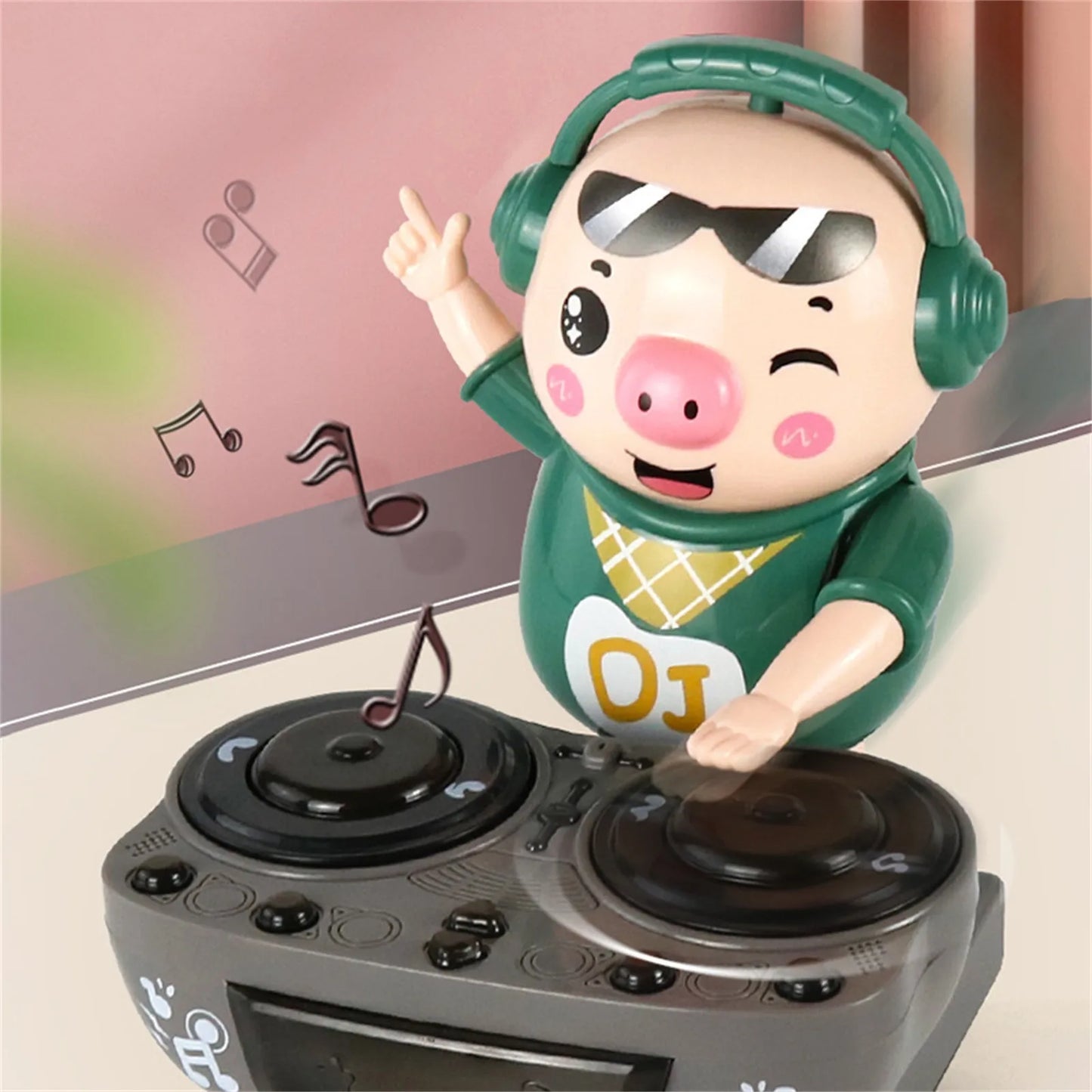 DJ DJing Pig Toy Dynamic Music Light Electric Swing Pig Dancing Little Cute Pig Children's Toy  Funny Christmas Gifts