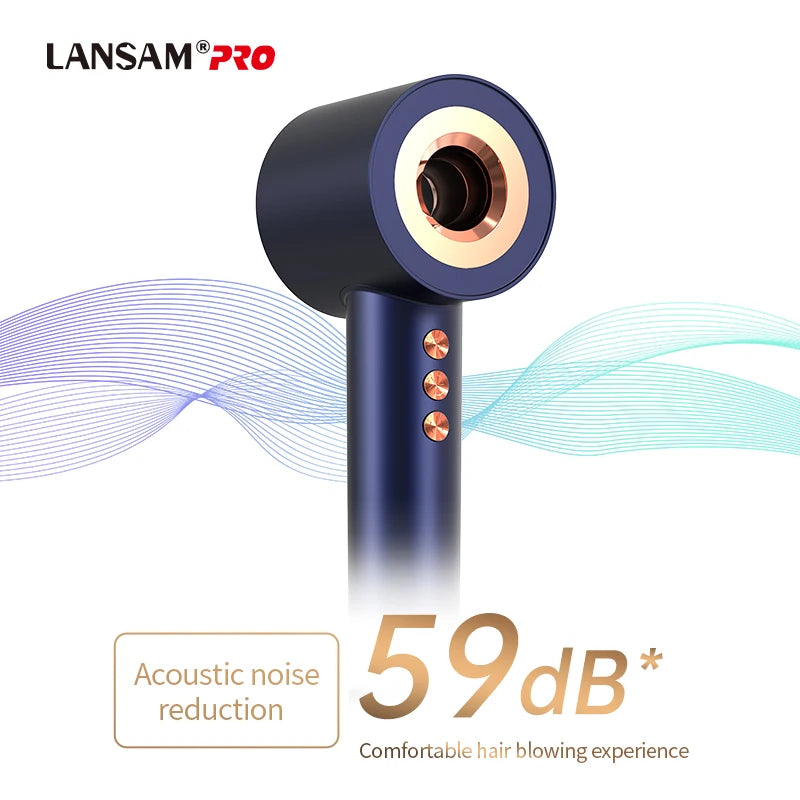 High-End Blue Color 110000RPM Brushless Motor Hair Dryer with 400 Million Negative Ions Hollow Design for Multi-Style for Hotels