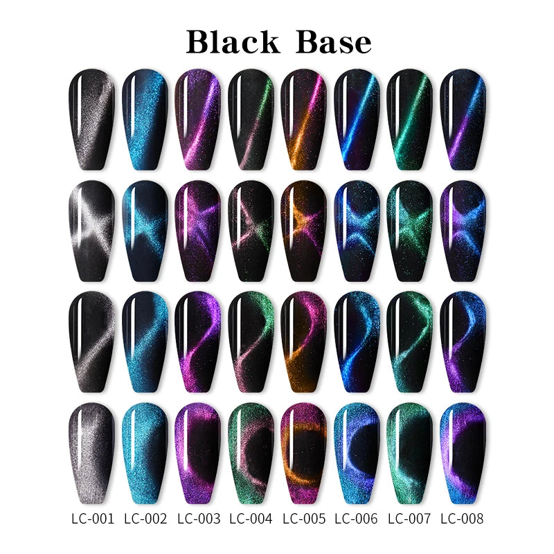 LILYCUTE 7Pcs/Set Cat Magnetic Gel Nail Polish Sparking Semi-Transparent Blue Purple Effect Soak Off UV Gel Varnish Nail Art Kit
