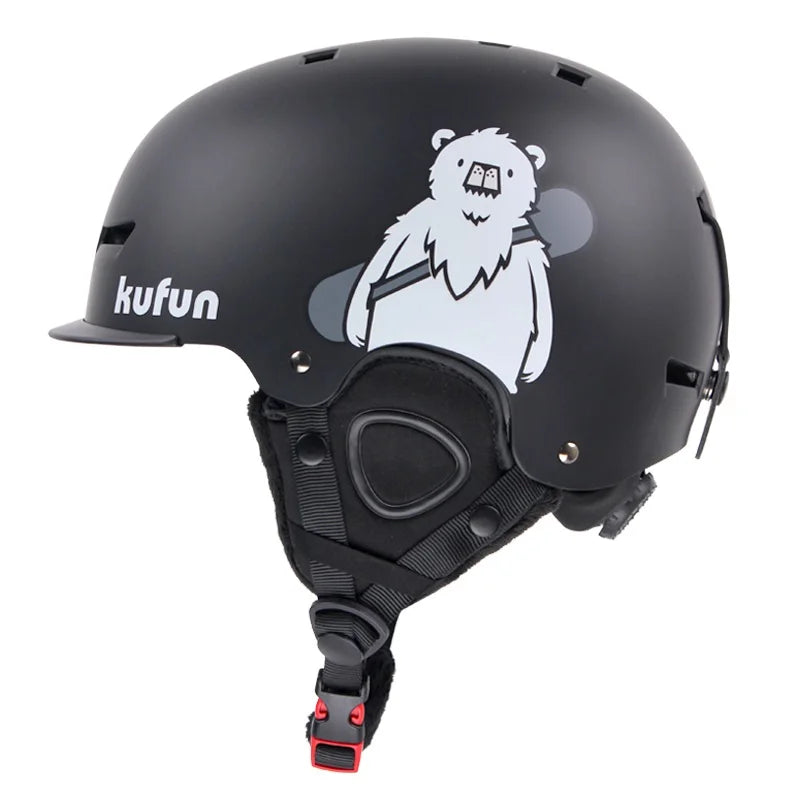 KUFUN Ski Helmet Earmuffs Winter Snow Sports Snowboard Skateboard Skating Cute Animal Lady Men Adult Kids Winter Safety Children