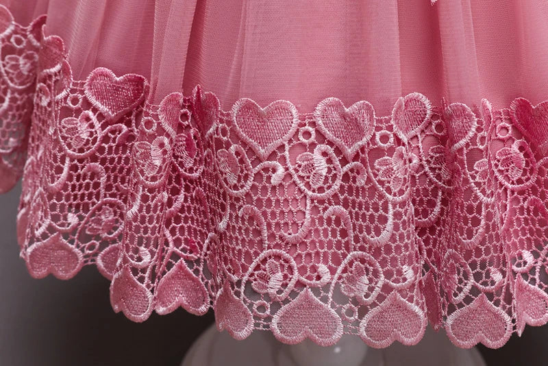 2023 Summer Girls Dress Lace Applique Flower Girl Party Dresses Children Costume 2-10 Years Kids Wedding Princess Birthday Dress