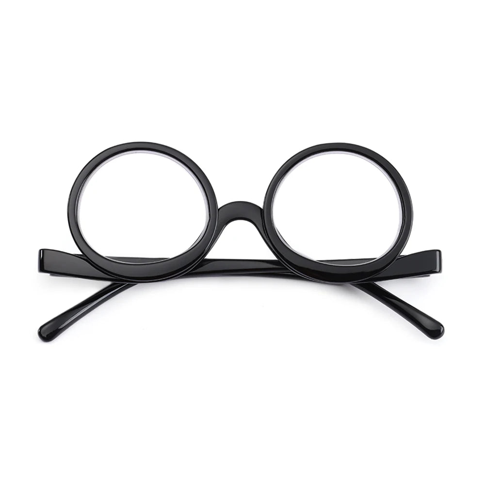 New Rotating Magnifying Makeup Reading Glasses For Women Folding Clamshell Cosmetic Presbyopic Glasses For Elder Unisex