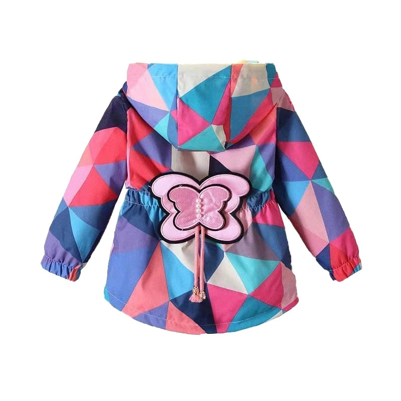 1 2 3 4 5 6 Years Baby Girls Jackets Butterfly Casual Hooded Zipper Boys Windbreaker Coat Autumn Children Outerwear Kids Clothes