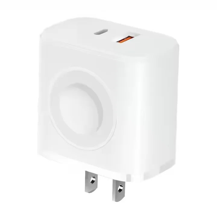 New Design 23W Fast PD Charger 1 Type-C 1 USB Ports OCP Wireless Charger Compatible QC2.0 QC3.0 for Home and Office